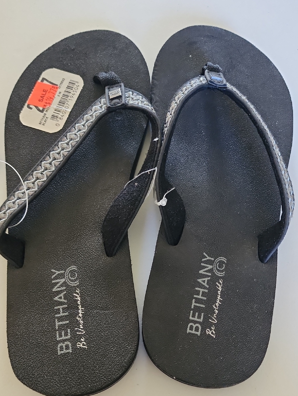 Women's Black Braided Flip Flops